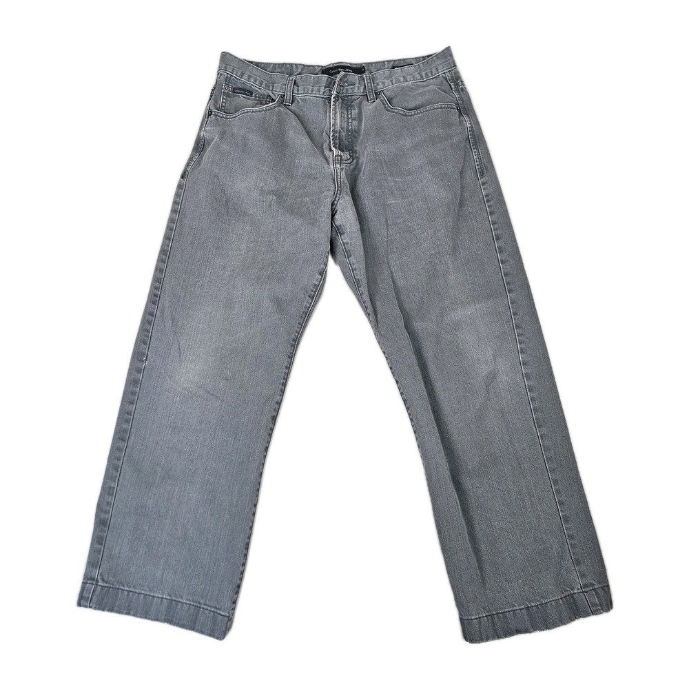 Calvin Klein Jeans Relaxed Straight Mens 34x30 Gray Denim 100%‎ Cotton